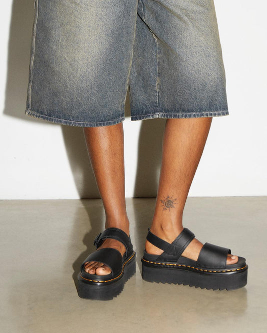 Voss Quad Leather Strap Platform Sandals