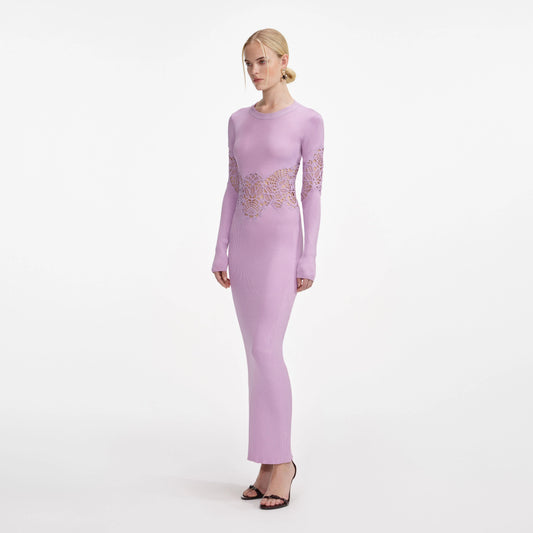 Pink Viscose Knit Cut Out Maxi Dress