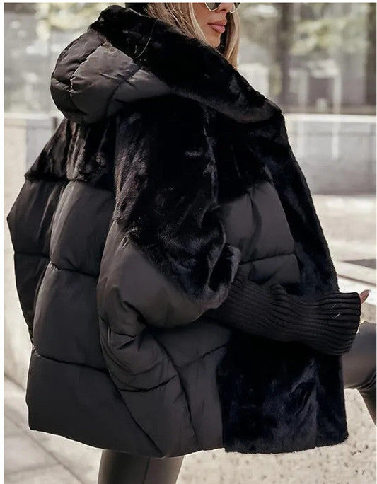 Onsandy Cream Faux Fur Quilted Puffer Coat: Chic Warmth for Winter Days