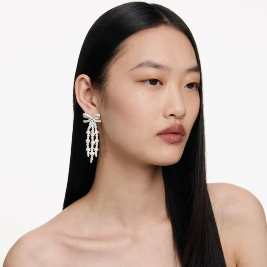 Bow Pearl Waterfall Earrings