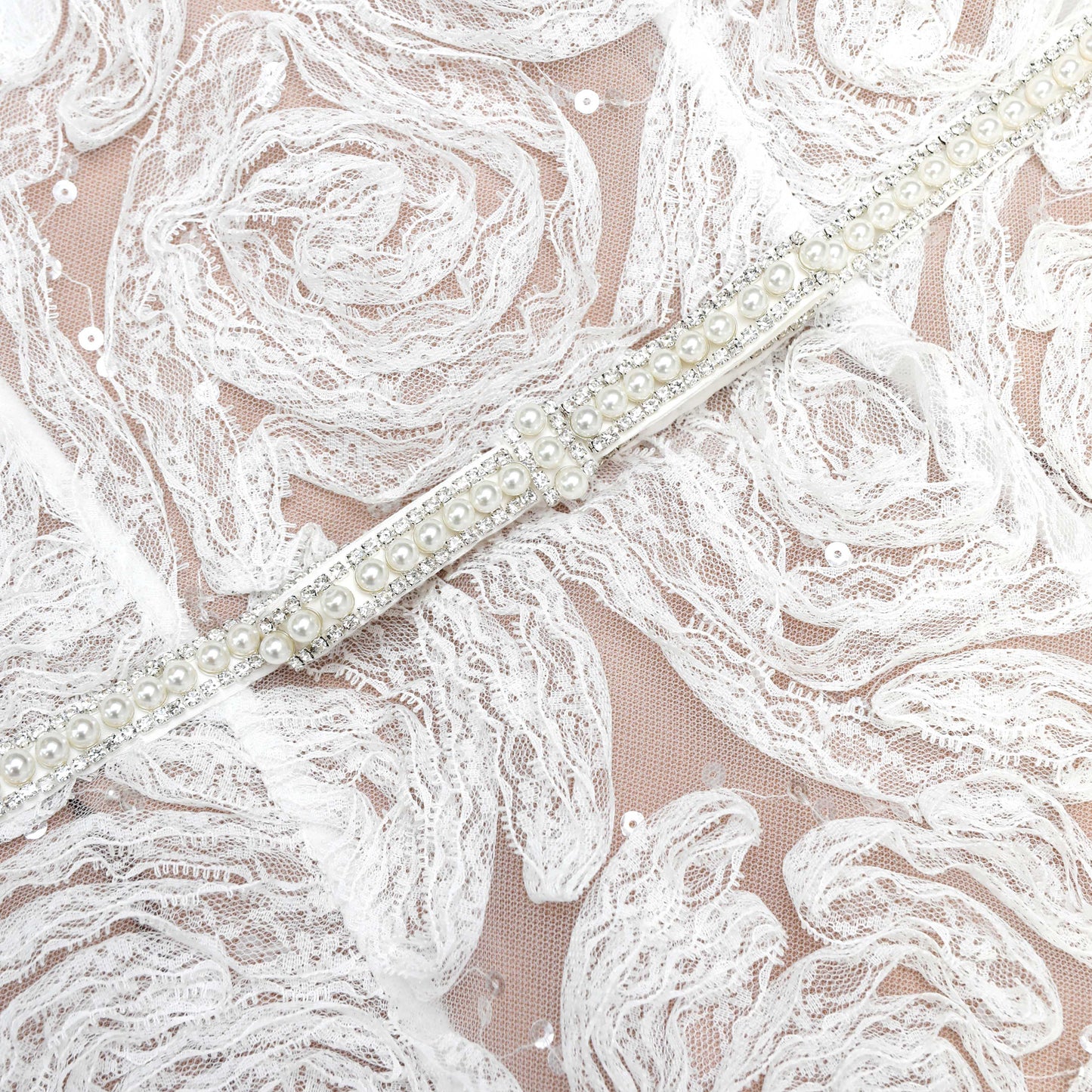 White Tulle Lace Midi Dress