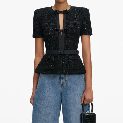 Black Sequin Knit Top