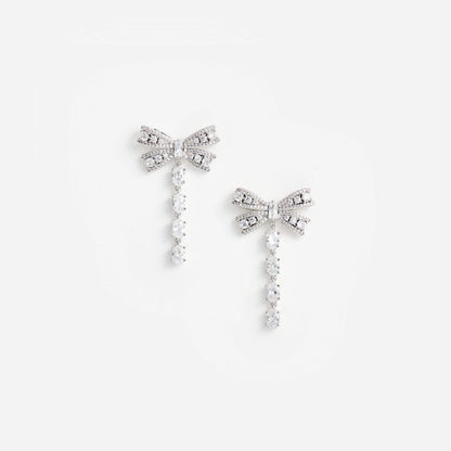 Crystal Bow Droplet Earrings