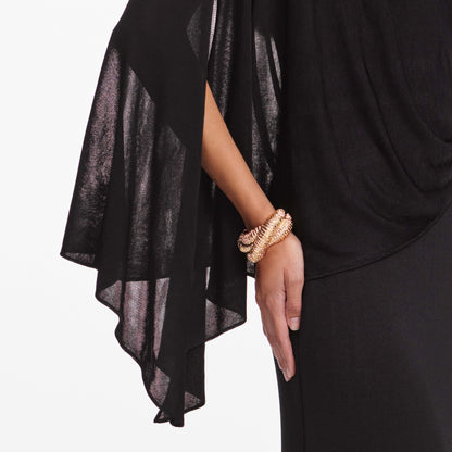 Black Viscose Knit One Shoulder Maxi Dress