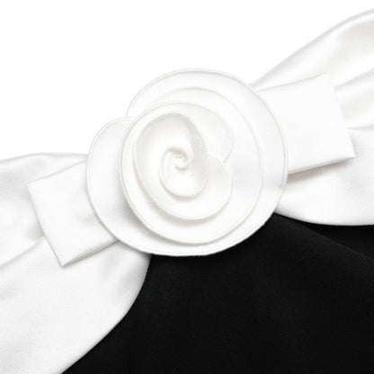 Black Crepe Flower Mini Dress
