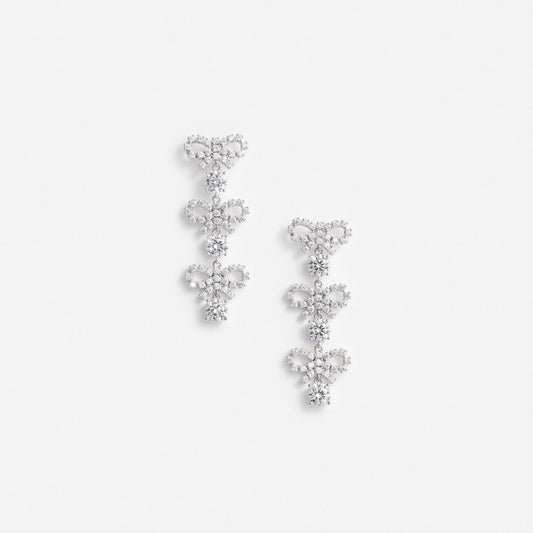 Micro Bow Crystal Tiered Earrings