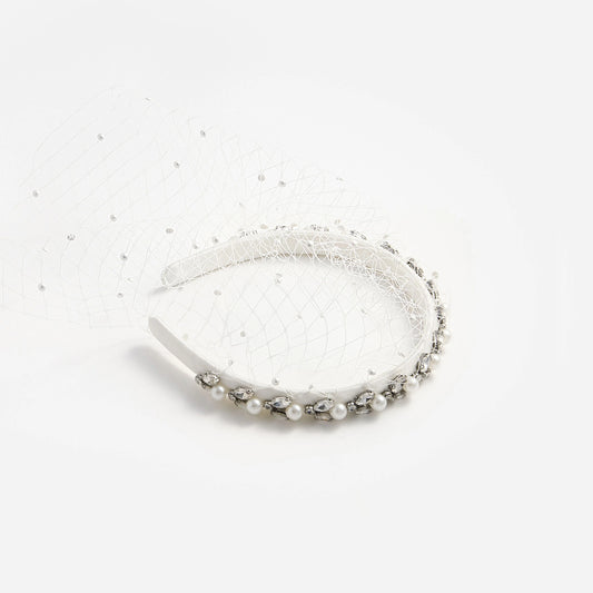 Pearl Embellished Veil Headband