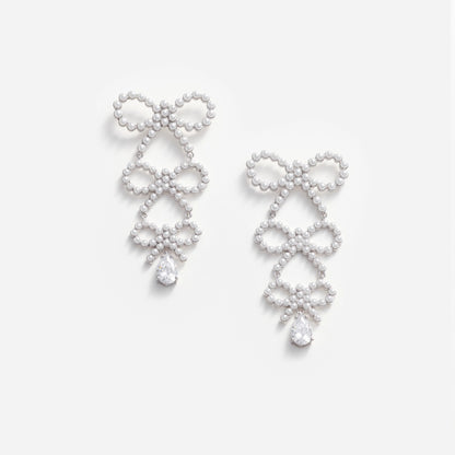 Tiered Pearl Bow Earrings