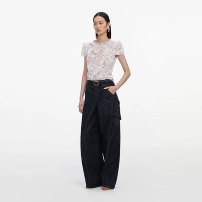 White Tulle Lace Top