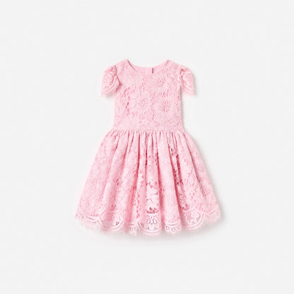 Pink Floral Lace Dress