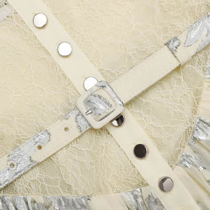 Yellow Metallic Chiffon Maxi Dress
