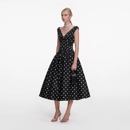 Black Cotton Midi Dress
