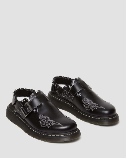 Jorge Contrast Stitch Leather Mules