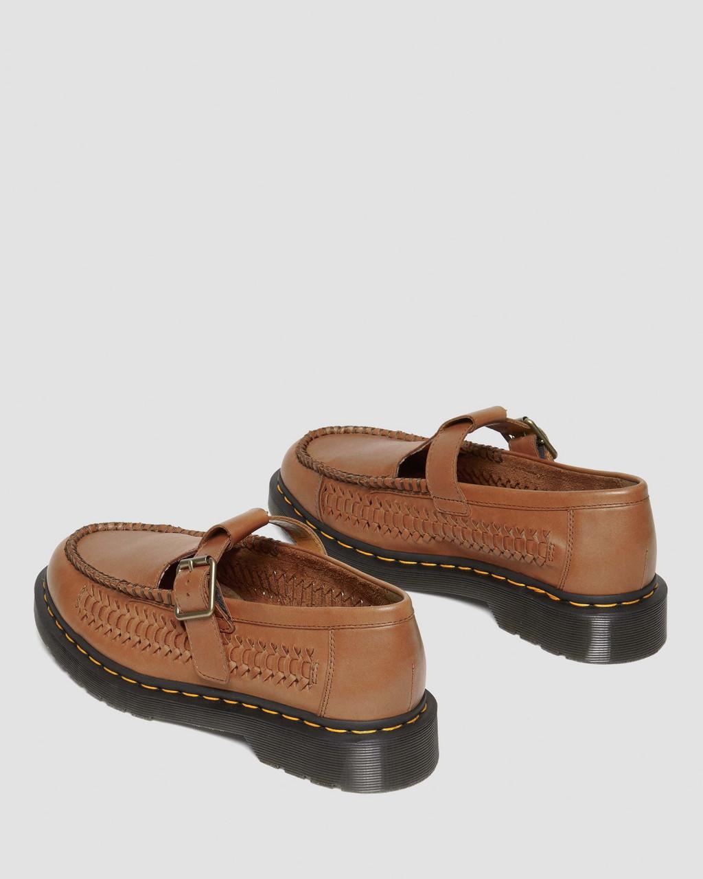 Adrian T-Bar Woven Leather Mary Jane Shoes