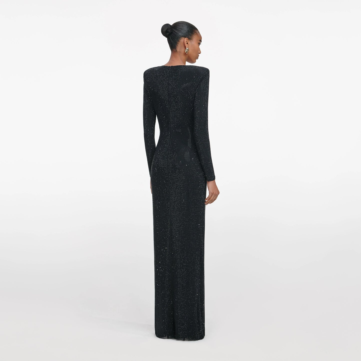 Black Rhinestone Embellished Maxi Dress
