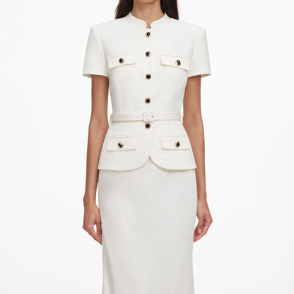 Cream Linen Blend Peplum Maxi Dress