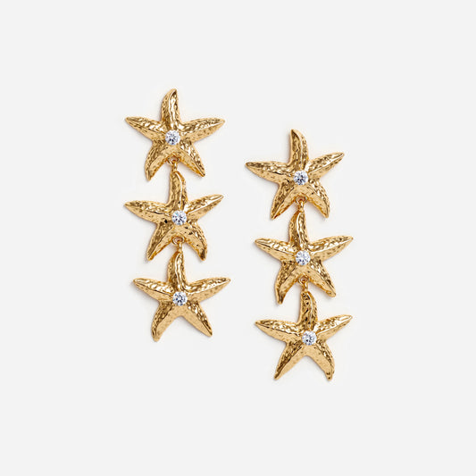 Mottled Gold Sea Star Earrings