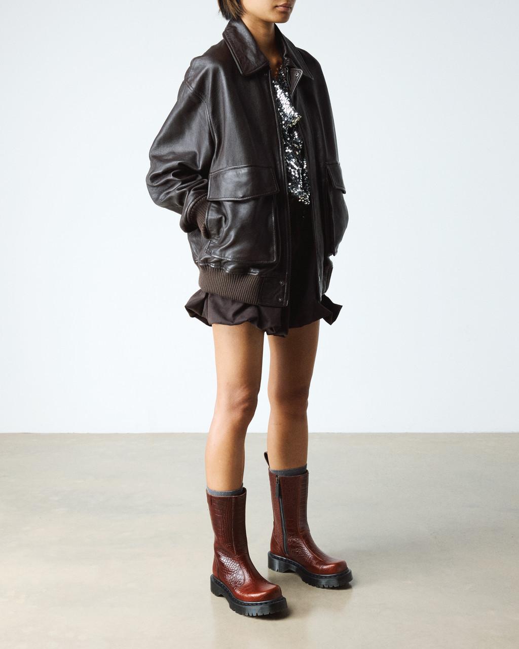 Rejena Croc Emboss Leather Boots