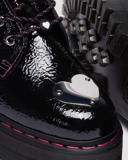 Jadon Distressed Patent Leather Platform Boots