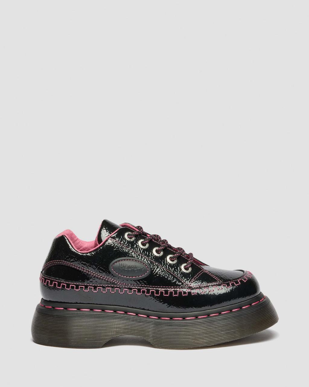 Buzz 5-Eye Distressed Patent Leather Shoes