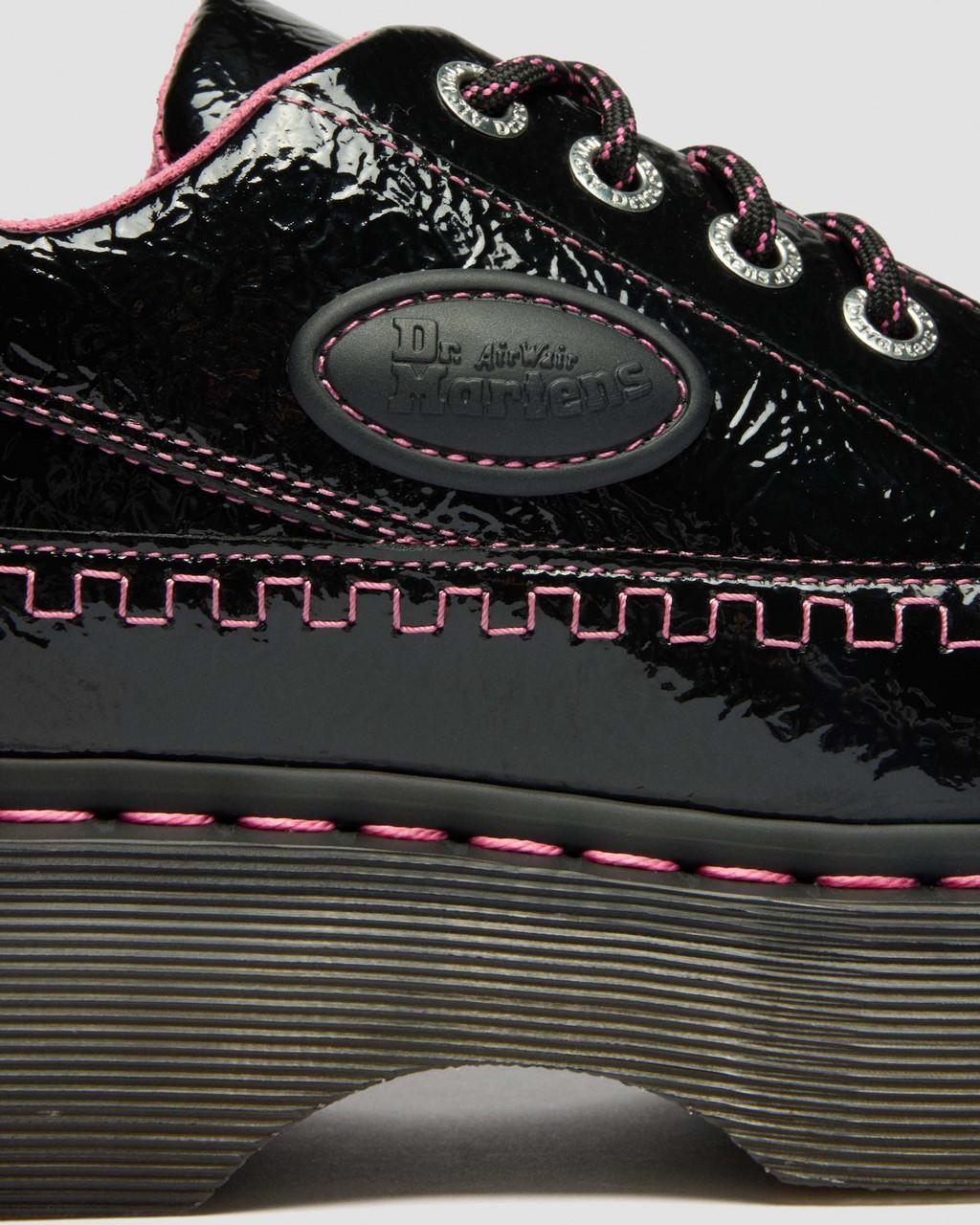 Buzz 5-Eye Distressed Patent Leather Shoes