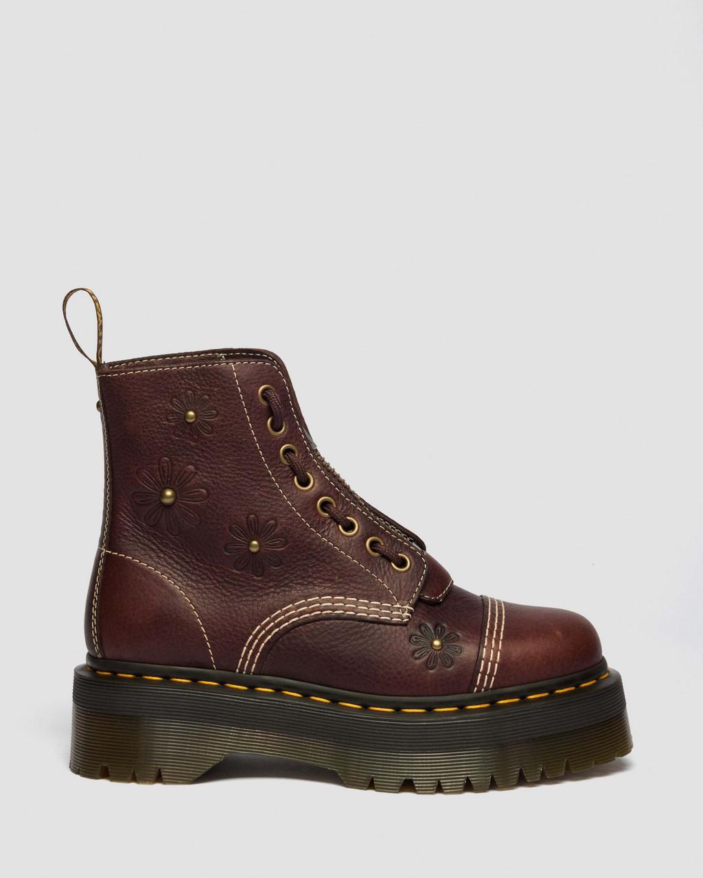 Sinclair Flower Grizzly Leather Platform Boots