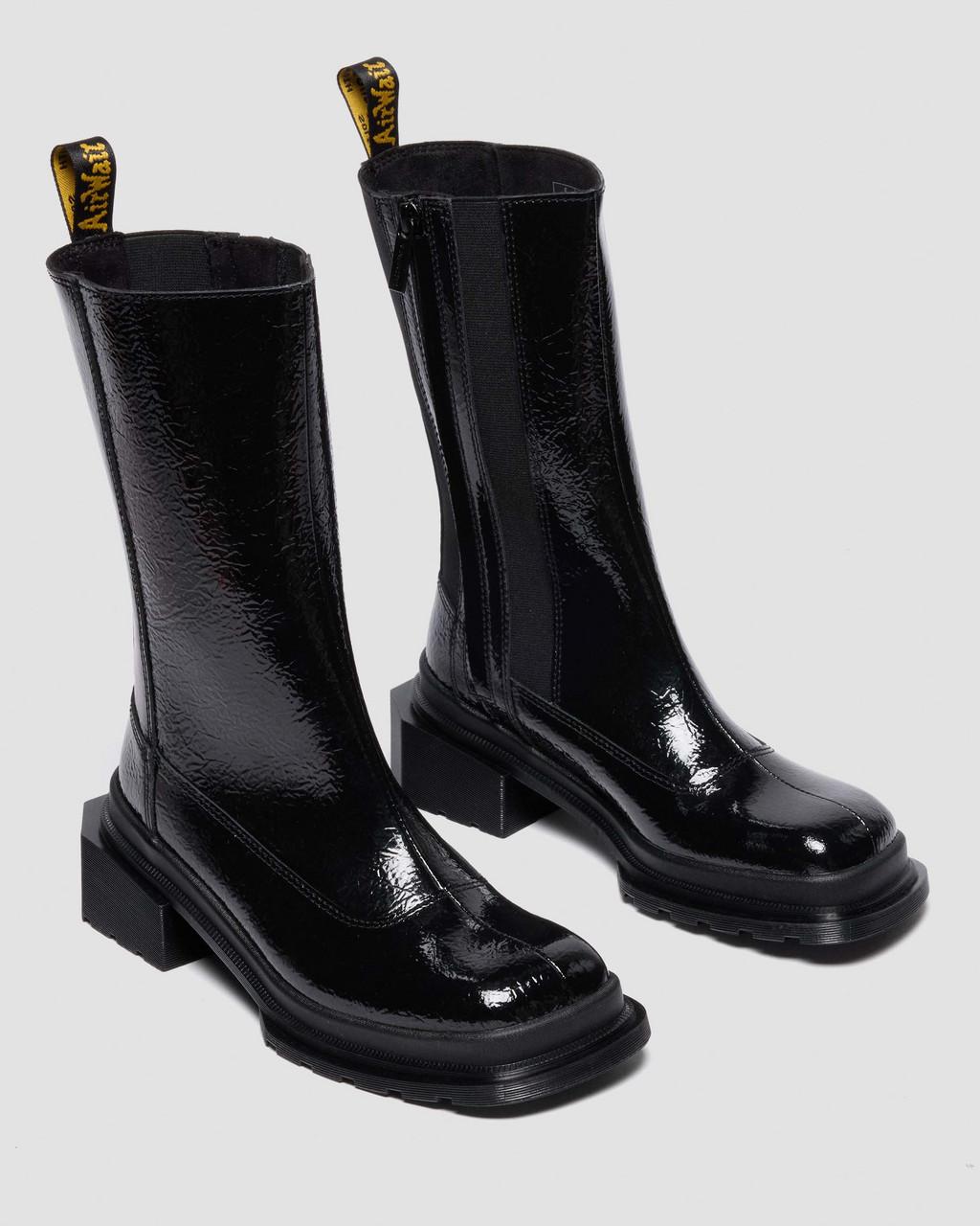 Maybole Hi Square Toe Patent Chelsea Boots