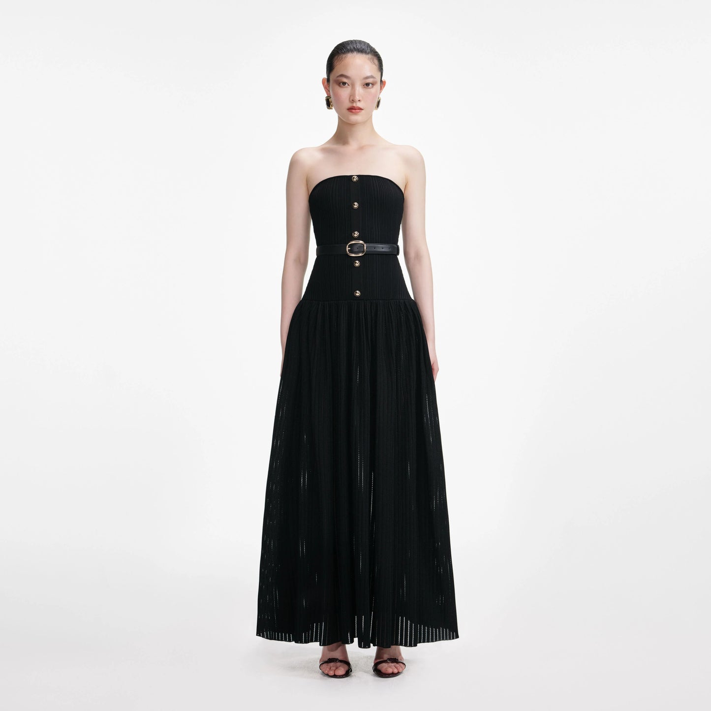 Black Bandeau Knit Maxi Dress