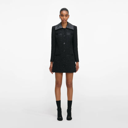 Black Boucle Contrast Collar Mini Dress