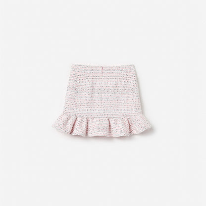 Pink Boucle Lace Bow Skirt