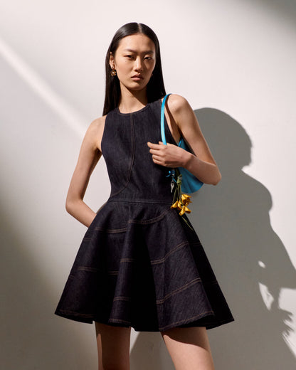 Indigo Denim Halterneck Mini Dress