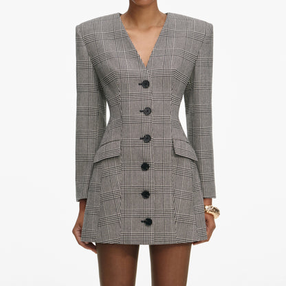 Check Blazer Mini Dress