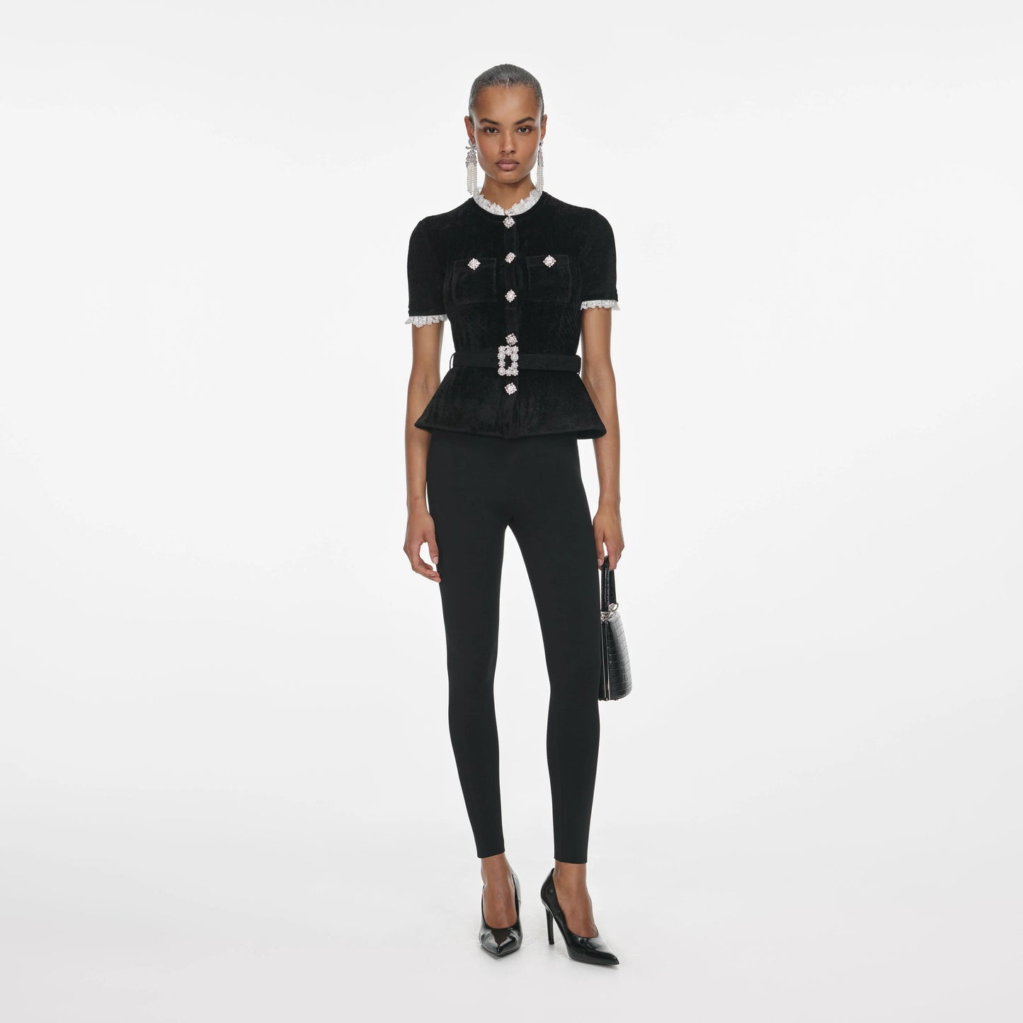 Black Chenille Knit Top