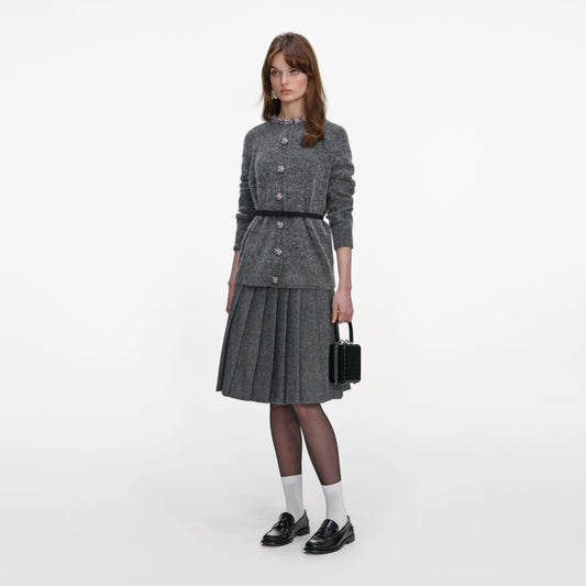 Charcoal Crystal Trim Cardigan