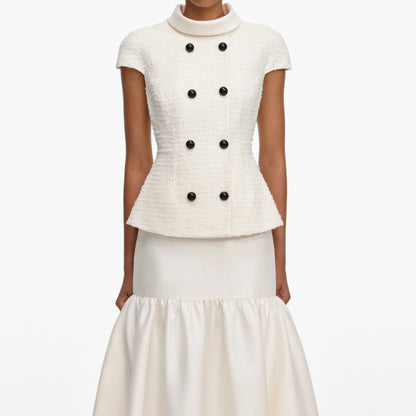 Cream Boucle Taffeta Maxi Dress