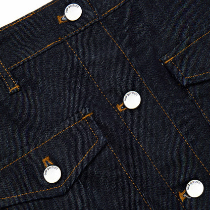 Indigo Denim Belted Midi Skirt