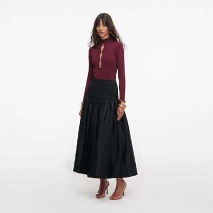 Burgundy Keyhole Knit Top