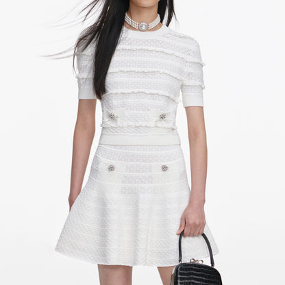 White Pointelle Knit Top