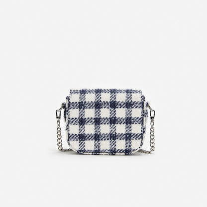 Navy Check Boucle Bag