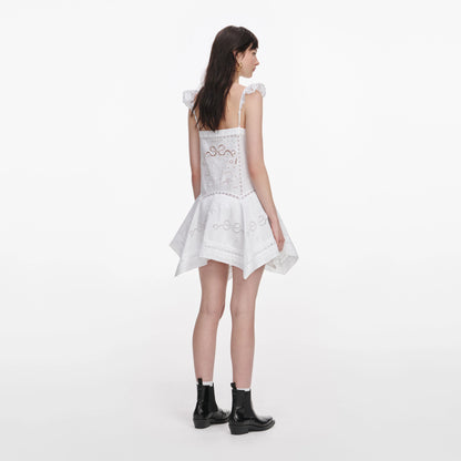 White Embroidered Mini Dress