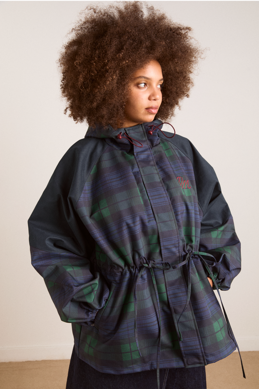 Stylish waterproof jackets that can be worn on rainy days- navy check---Add to cart and enjoy 50% off