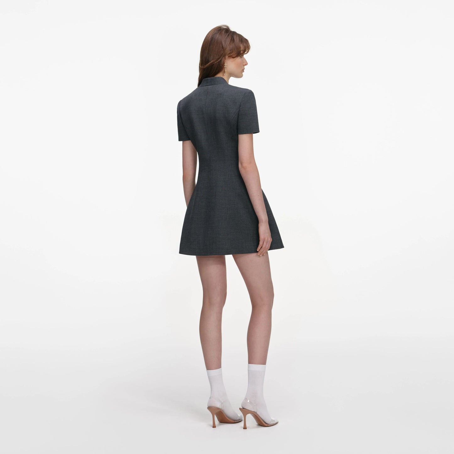 Grey Tailored Flower Detail Mini Dress