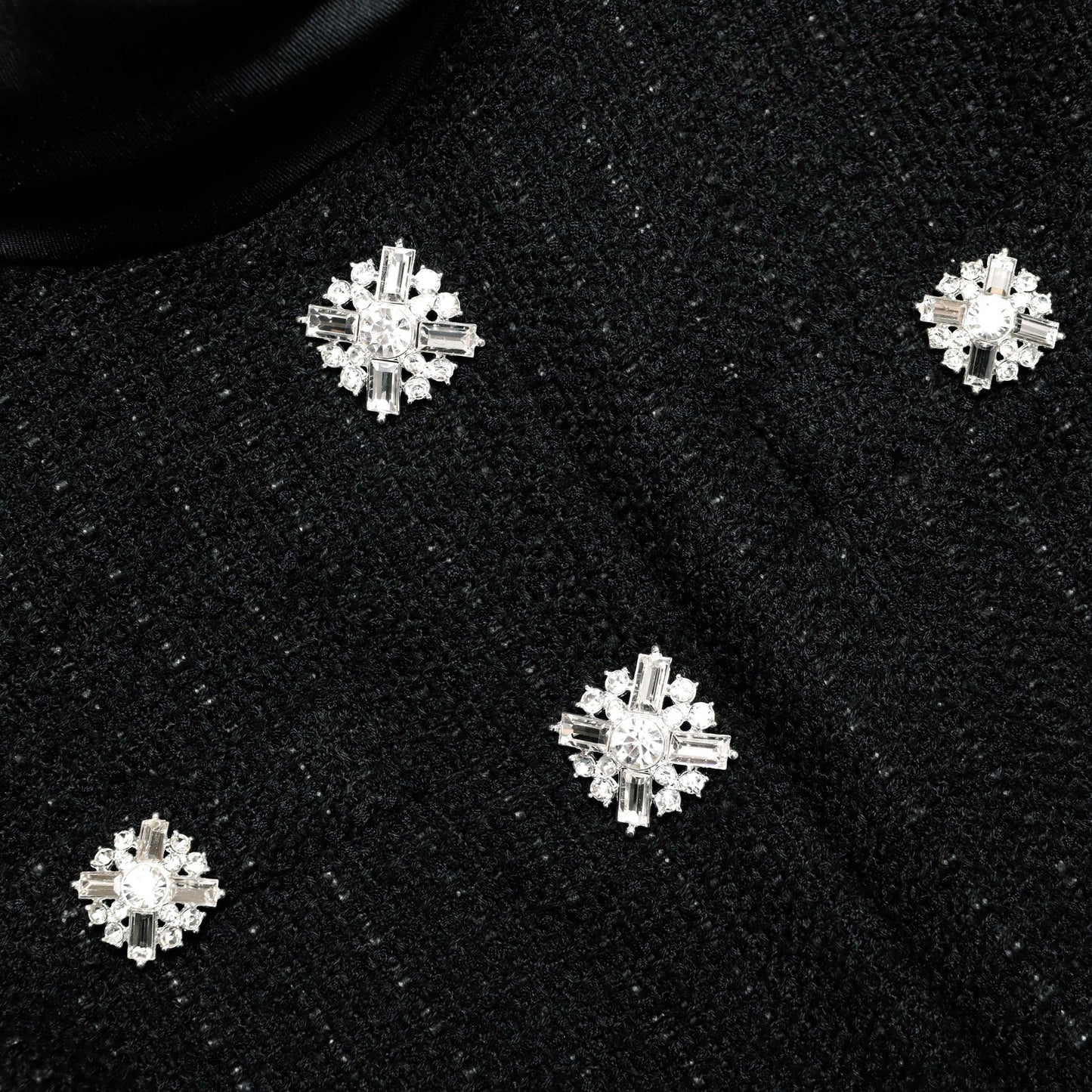 Black Boucle Taffeta Midi Dress