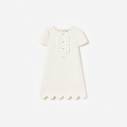 Cream Boucle Lace Bib Dress