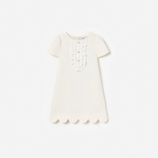Cream Boucle Lace Bib Dress