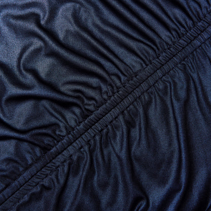 Navy Metallic Gathered Maxi Dress