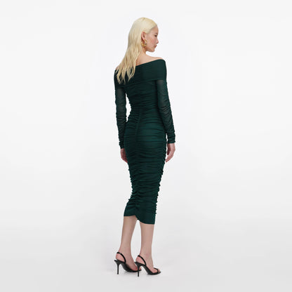 Green Viscose Knit Midi Dress