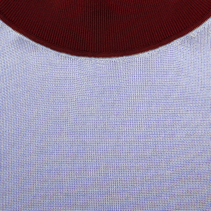Blue Viscose Knit Short Sleeve Top