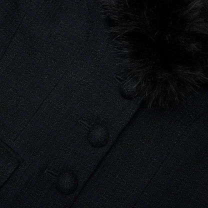 Black Tailored Boucle Fur Jacket