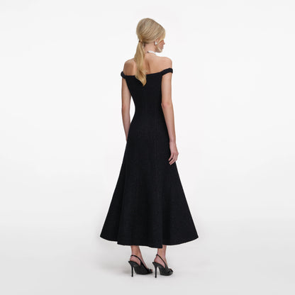 Black Boucle Midi Dress